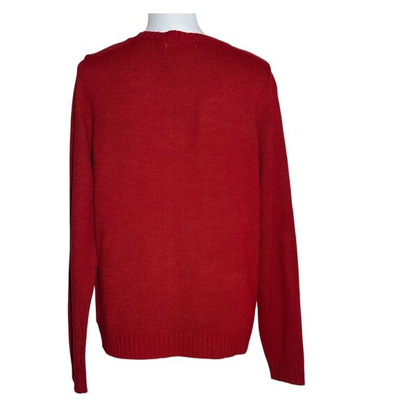 Karen Scott Polar Bear Snowflake Christmas Red Sweater Sz L - Picture 2 of 9